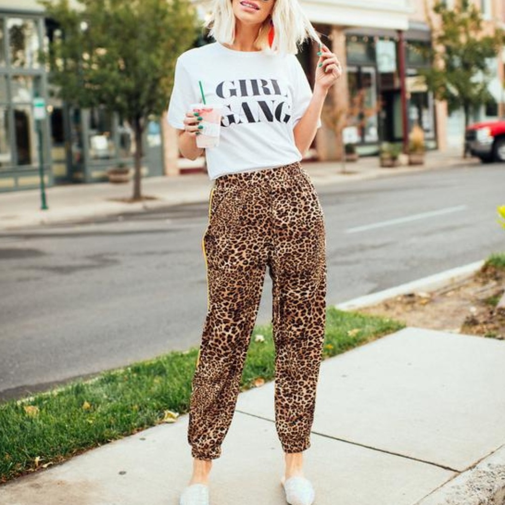 LEOPARD PRINT JOGGERS - Picture 1 of 3